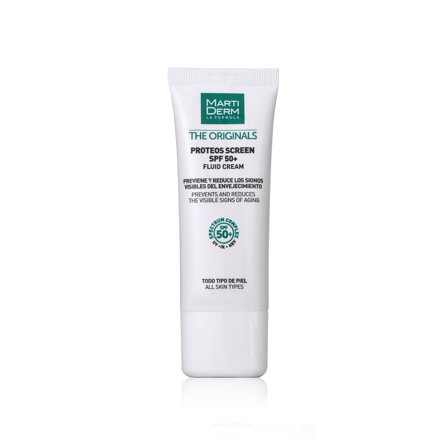 MartiDerm Proteos Screen SPF 50+ - Crema antiedad con protector solar de rápida absorción - Proteoglicanos + Ácido hialurónico y Silicio + Sprectrum Complex - Previene y reduce los signos del envejecimiento - 40 ml
