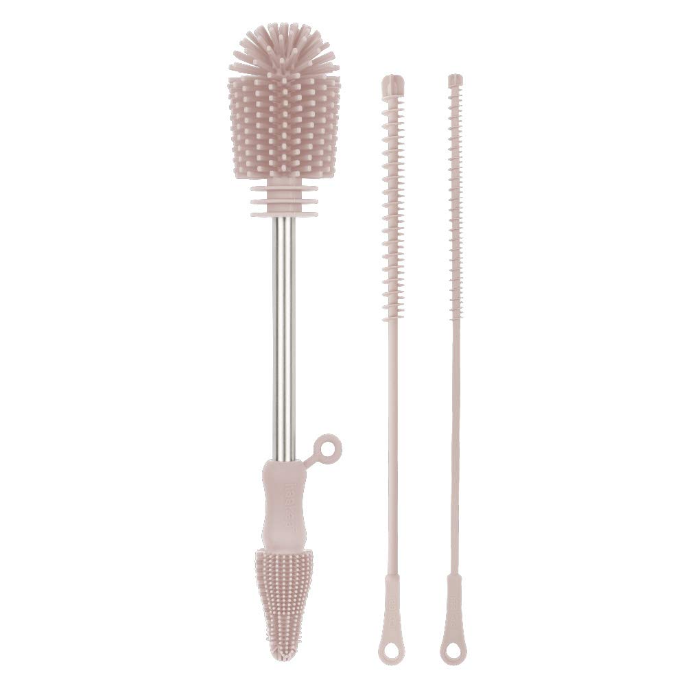 Haakaa Kit de cepillo para polvo de limpieza de silicona de grado alimenticio, 3 piezas (kit-rubor)