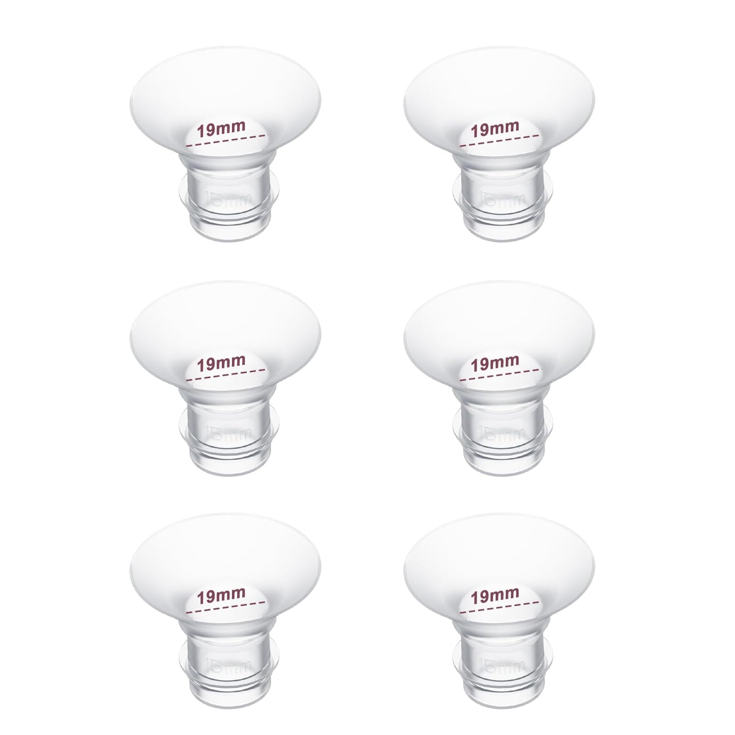 Bridas de inserción de 19 mm, 6 piezas, compatibles con taza de extractor de leche portátil Momcozy S12 Pro/S9 Pro/S12/S9, adecuadas para escudos/bridas de 24 mm de Medela/Spectra/Elvie/Willow/TSRETE