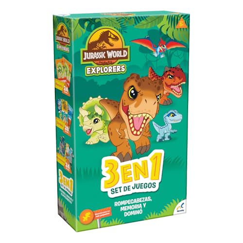 Set de Juegos Novelty Corp Jurassic World Memoria Dominó y Rompecabezas