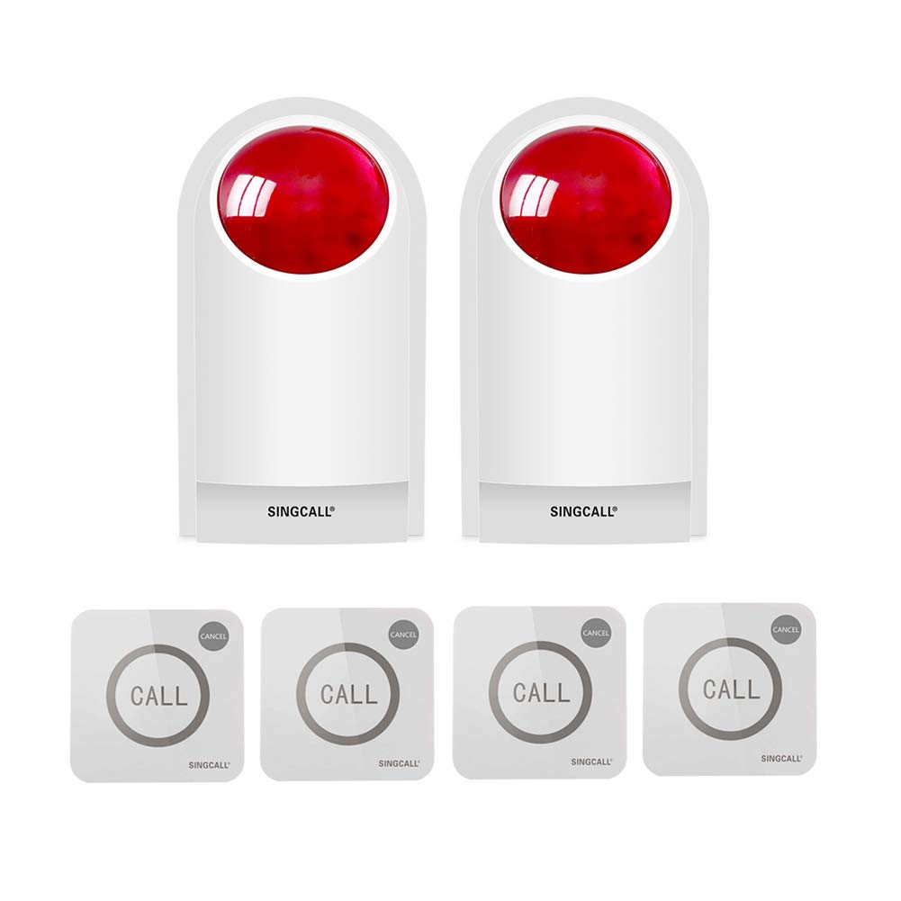 Sirena Estroboscópica SINGCALL Roja con Botón de Alarma de Pánico para Emergencias en Hogar y Negocio