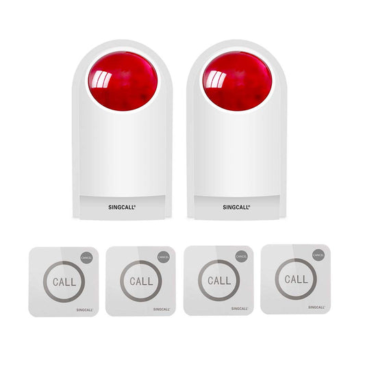 Sirena Estroboscópica SINGCALL Roja con Botón de Alarma de Pánico para Emergencias en Hogar y Negocio