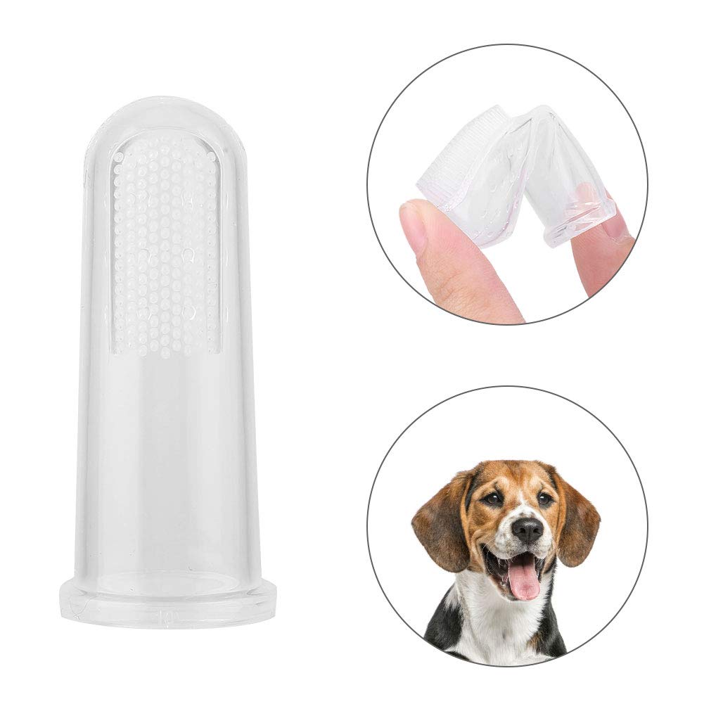 Cepillo de Dientes de Silicona Taidda Transparente Juego de Dedos para Mascota Perro