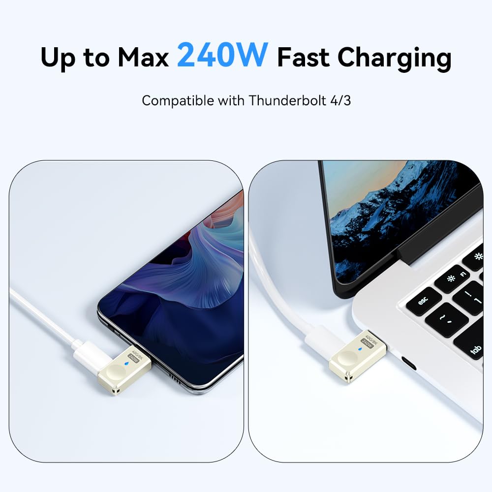 Adaptador Magnético USB Tipo C SHEEAST 40 Gbps Puerto Lateral 240 W 24 Pines para MacBook