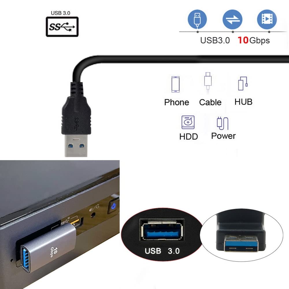 Adaptador de Extensión USB 3.0 Chenyang Negro de 90 Grados de Perfil Bajo