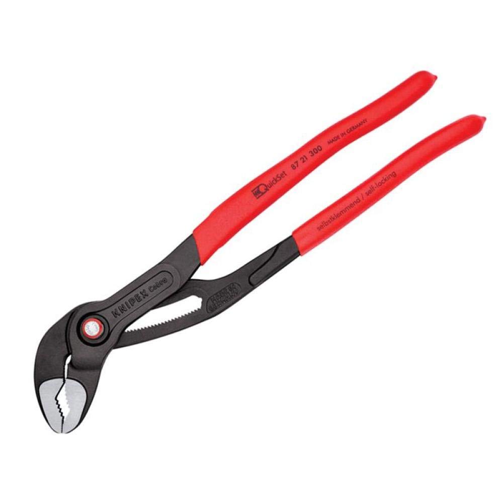Knipex 87 21 300 SB Cobra Quickset Tenaza para Bombas de Agua Hightech Atramentado Recubiertos de Plástico Antideslizante, color Gris, 300 mm