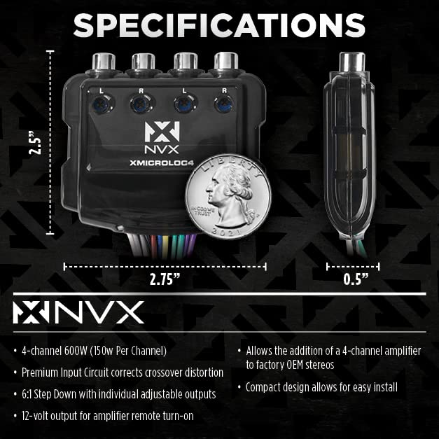 Cable de Altavoz NVX XMICROLOC4 RCA 4 Canales Ajustable con Gatillo de Encendido Remoto