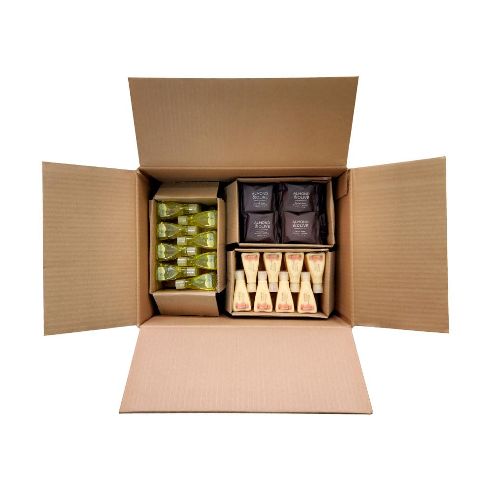 Jypesa | Jabón Hotelero Almond & Olive | Amenidades Hoteleras para Hotel y Airbnb | Kit de Baño 144 Piezas | Jabones Crema y Shampoo