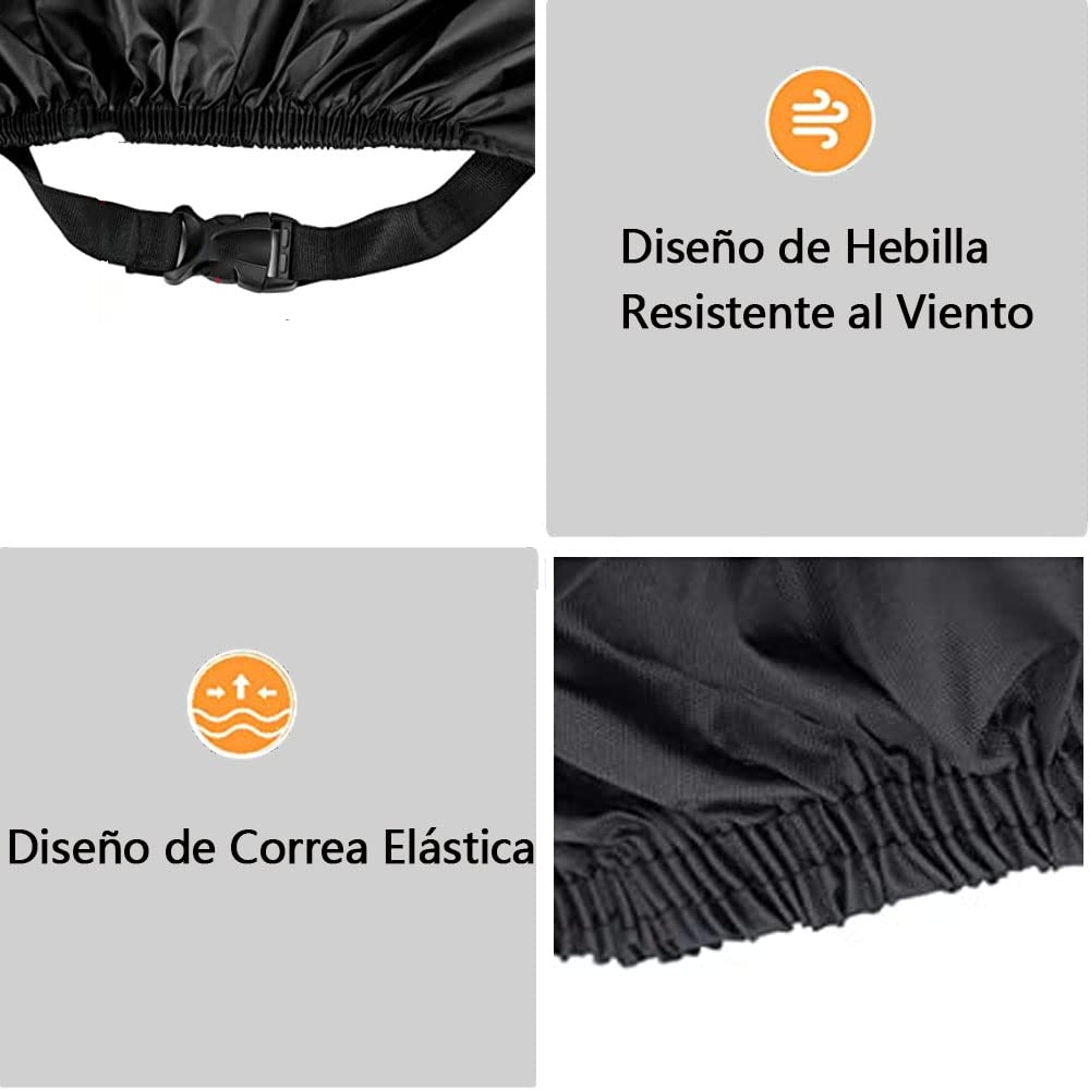 Funda para Motocicleta Cubierta de Moto Impermeable - Tejido de Poliéster Recubierto 190T, 230 x 95 x 125 CM para Motocicletas como Honda, Yamaha, Suzuki, Harley y más (XL, Negro)