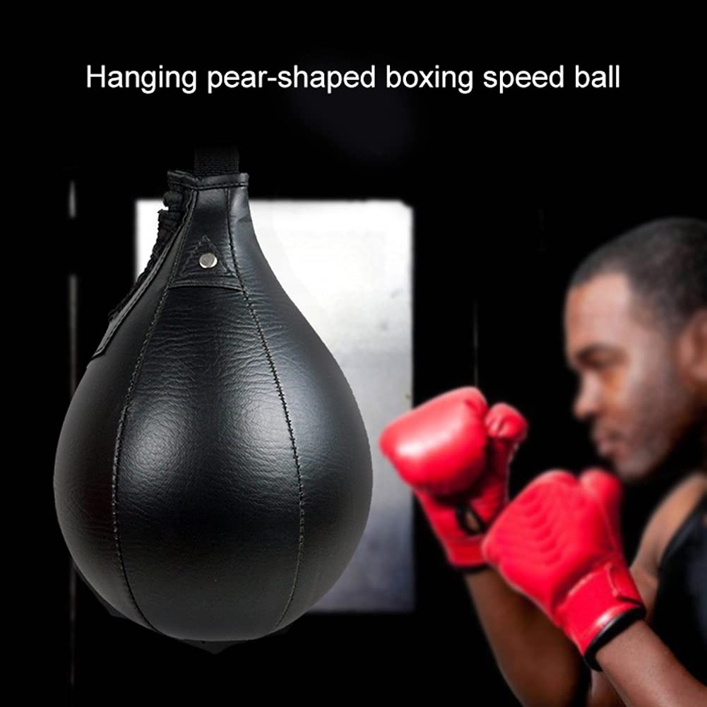 Saco De Boxeo Speedball Portátil De Cuero Sintético Negro para Gimnasio En Casa