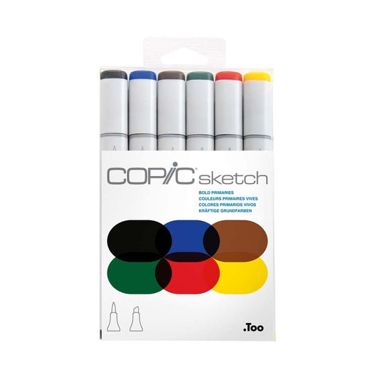 Copic Markers 6-Piece Sketch Set, Bold Primaries (SKST6-BOLD)