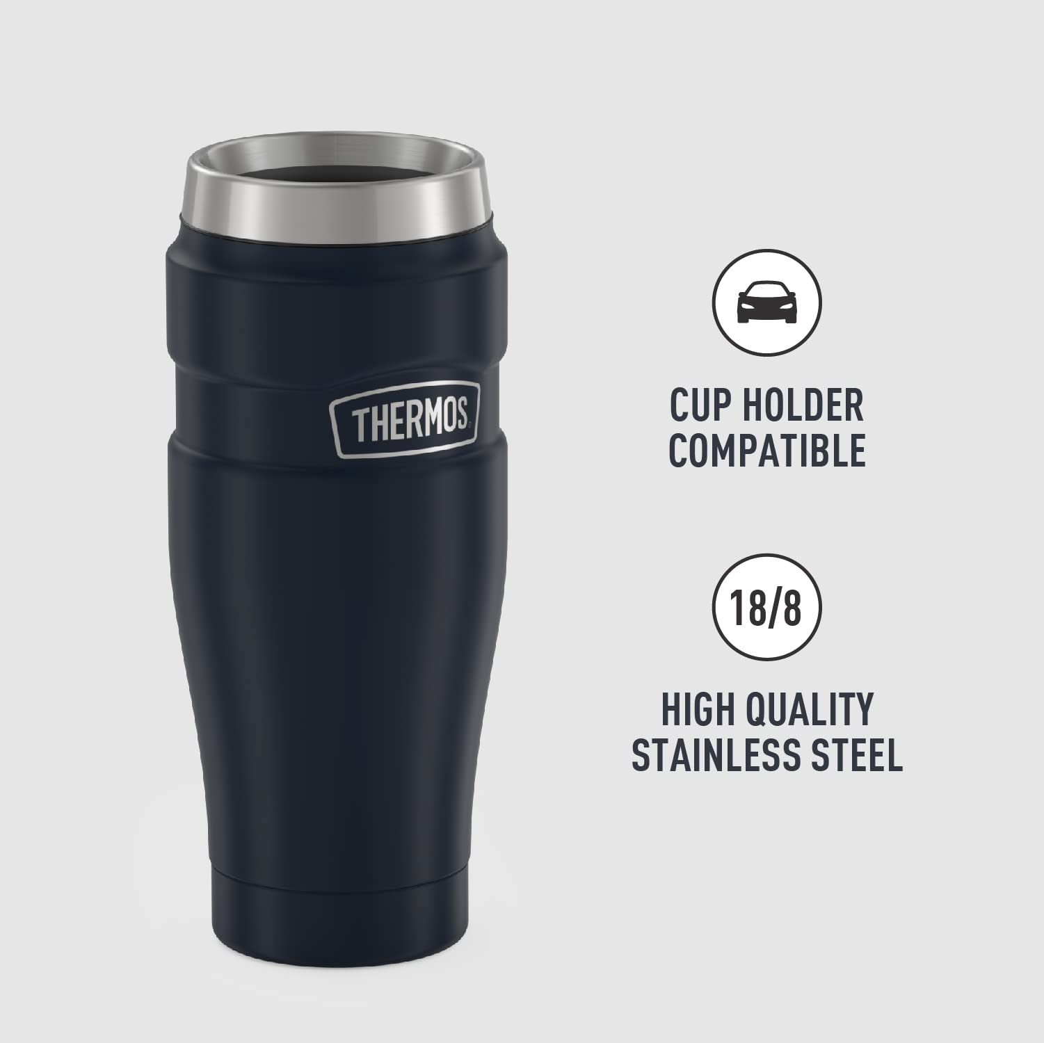 Vaso de Viaje Thermos Azul Mate de Acero Inoxidable 16 Onzas