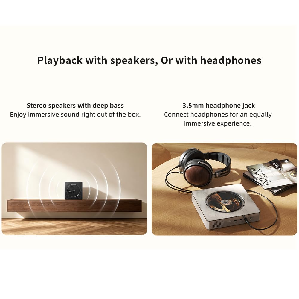 FIIO SNOWSKY Beatbox Reproductor de CD todo en uno, Boombox, altavoz Bluetooth estéreo de alta fidelidad con LDAC, extracción de CD USB, radio FM, entrada AUX, batería recargable y placas frontales