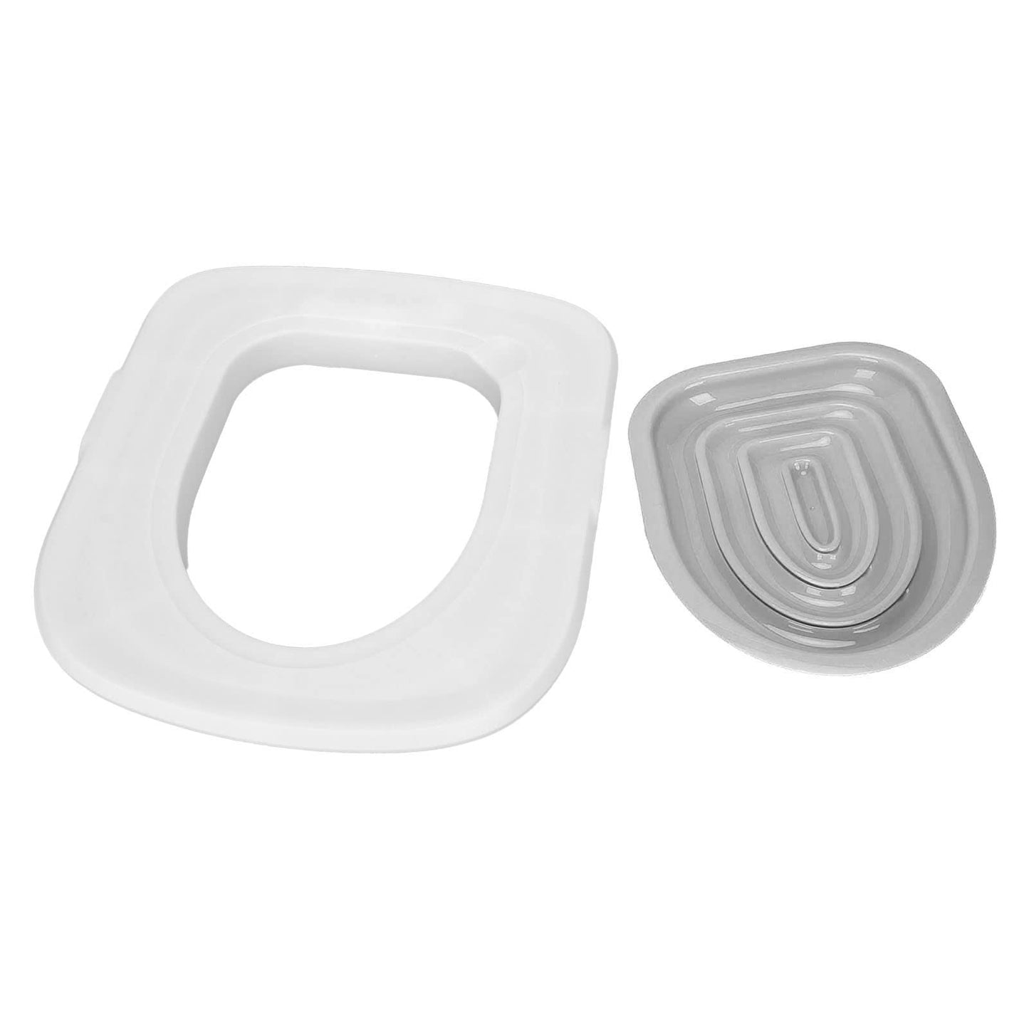 HEEPDD Asiento de Inodoro para Gatos, Entrenador de Inodoro Gatos Reutilizable Universal Gatos y Gatitos (Bandeja Blanca, 1 Soporte Interior Gris)