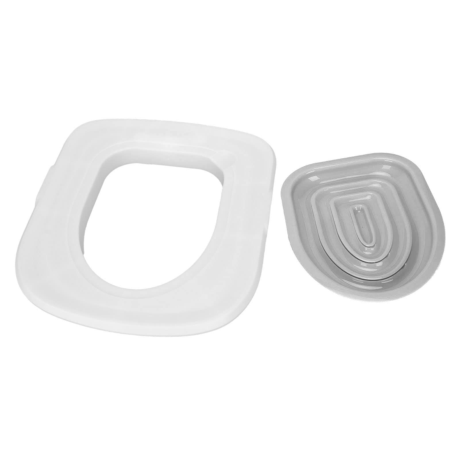HEEPDD Asiento de Inodoro para Gatos, Entrenador de Inodoro Gatos Reutilizable Universal Gatos y Gatitos (Bandeja Blanca, 1 Soporte Interior Gris)