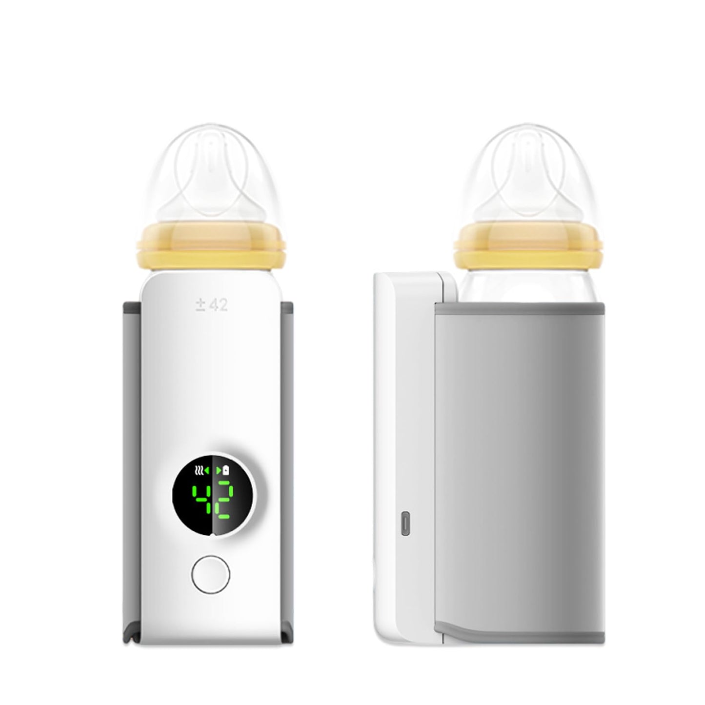 Calentador de Biberones Portátil para Viajes, Calentador de Biberones Recargable, Calentador de Leche Infantil Portátil Inalámbrico, Batería de 6000 MAh, Pantalla Digital de