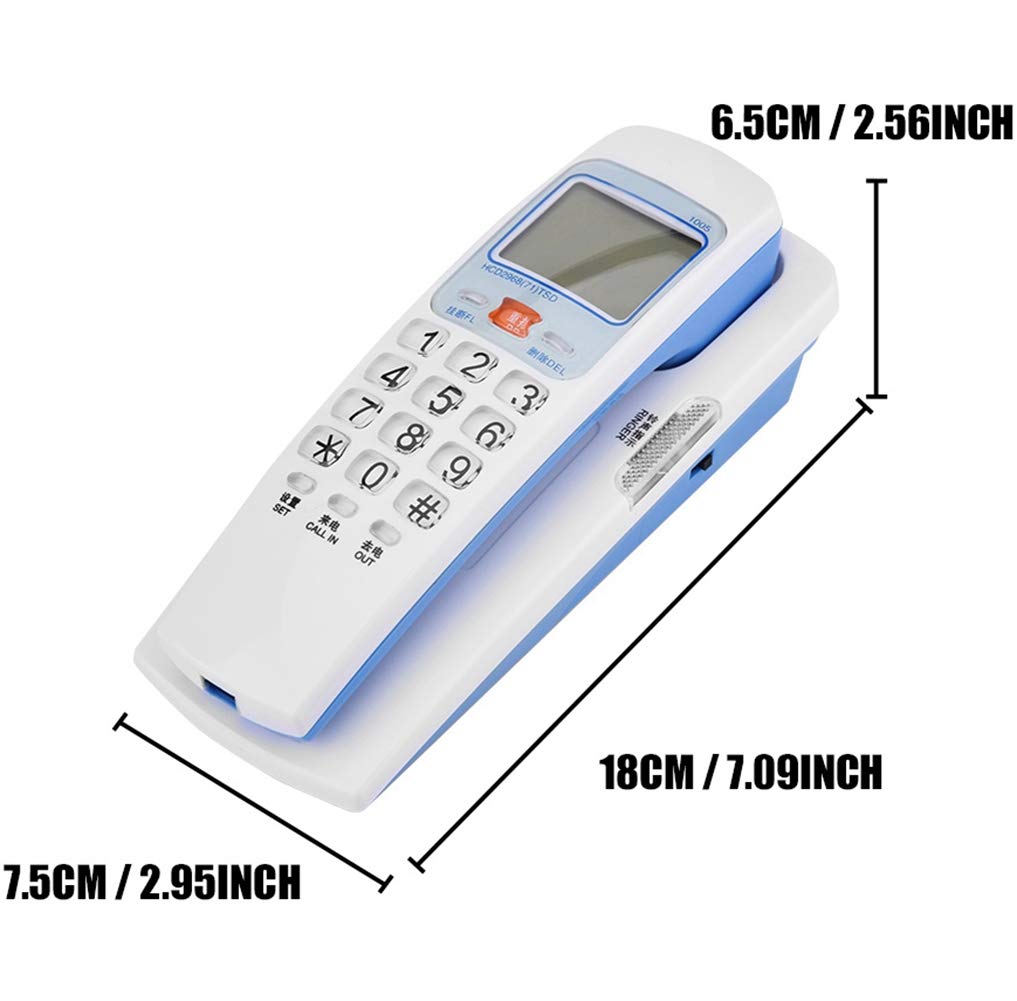 Oumij Número de Almacenamiento de teléfono Fijo Pared Número identificación de Llamada estándar FSK/DTMF Eficiencia y Seguro Portátil y Conveniente Teléfono alámbrico Verifique rápidamente (Blanco)