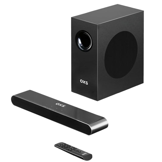 Barra de Sonido OXS S21 Negra con Subwoofer y Sonido Preciso para Películas, Música y Juegos