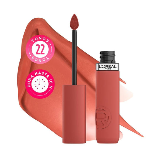 L'Oréal Paris, Infallible Le Matte Resistance, Labial Líquido Mate Larga Duración 16hr, Color Intenso con Ácido Hialurónico, Tono Snooze You 115, 5ml