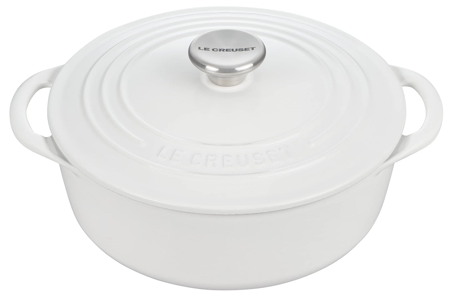 Le Creuset Horno redondo poco profundo de hierro fundido esmaltado, 2.75 cuartos de galón, blanco