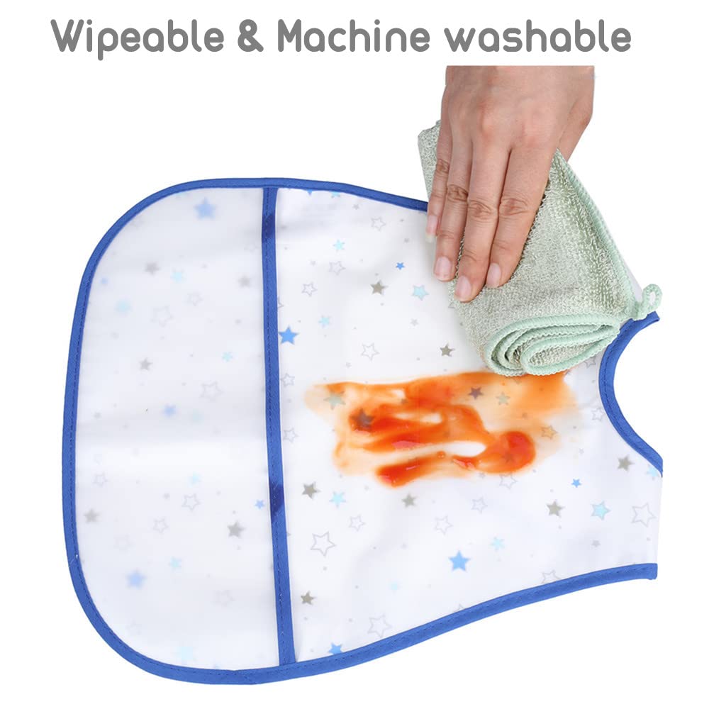 Norinori Babero impermeable para bebé, babero de alimentación con bolsillo para bebé, niño, niña, lavable, 6-37 M