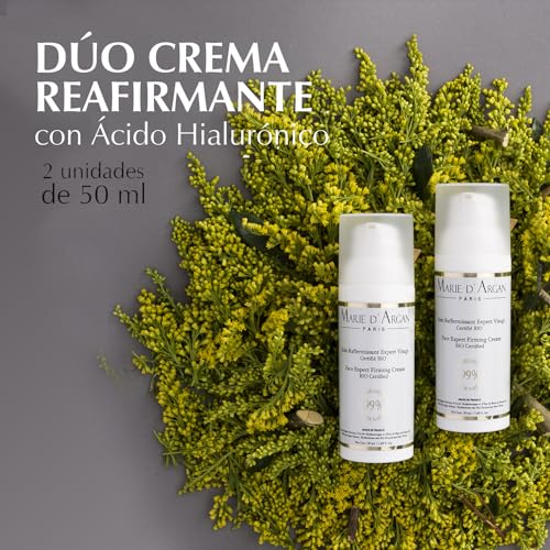Dúo Cuidado Facial Reafirmante 100% Natural, Orgánico, Vegano, Antiedad, Hidratante, Alisa, Repara Flacidez, con Macadamia, Rosa Damascena y Aceite de Argán