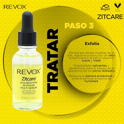 REVOX B77 ZITCARE AHA BHA PHA SUERO MULTIFASE BIFASICO CON CENTELLA 14.5%, ARBOL DE TE Y NIACINAMIDA 30MILILITROS
