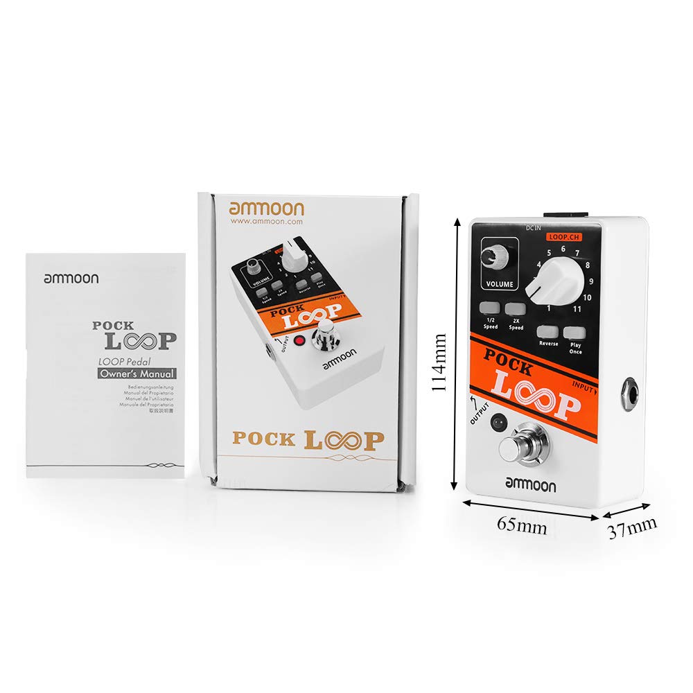 Chooyo Pock Loop Looper Pedal de Efectos de Guitarra 11 loopers Máximo de 330 mios de Tiempo de grabación Admite reproducción de Velocidad 1/2 y 2X Funciones inversas True Bypass