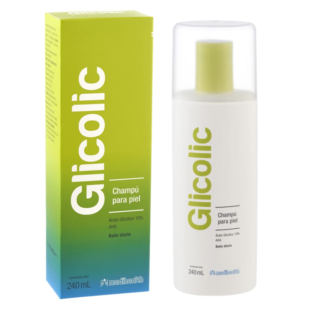 Glicolic Champú Corporal | Dermolimpiador con Ácido Glicólico | Exfoliación suave y Limpieza Profunda de la Piel | Textura y suavidad | Hombres y Mujeres | Frasco con 240ml