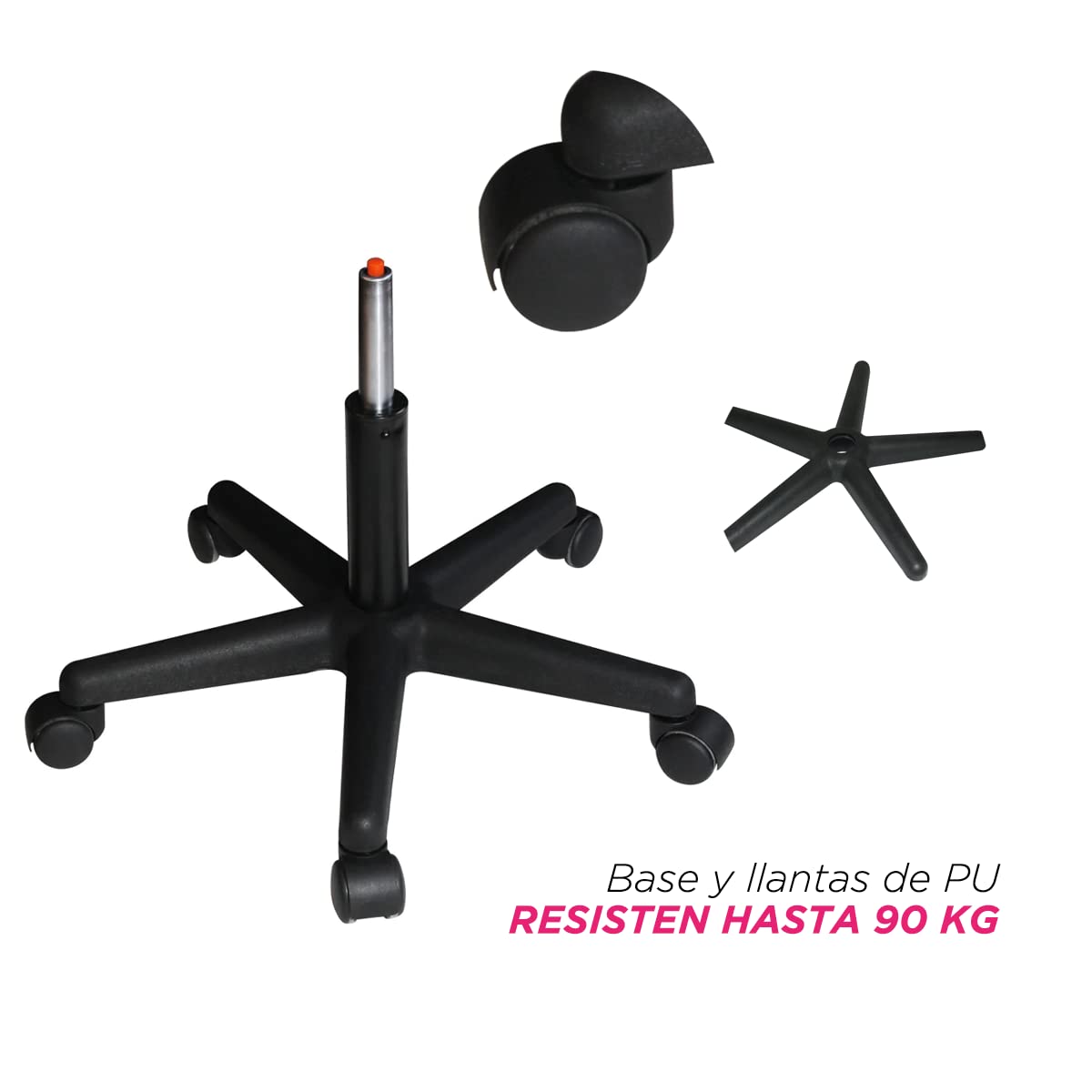 Silla Taburete Circular VANLIG Rosa con Respaldo y Altura Ajustable 38-55 cm para Consultorio y SPA