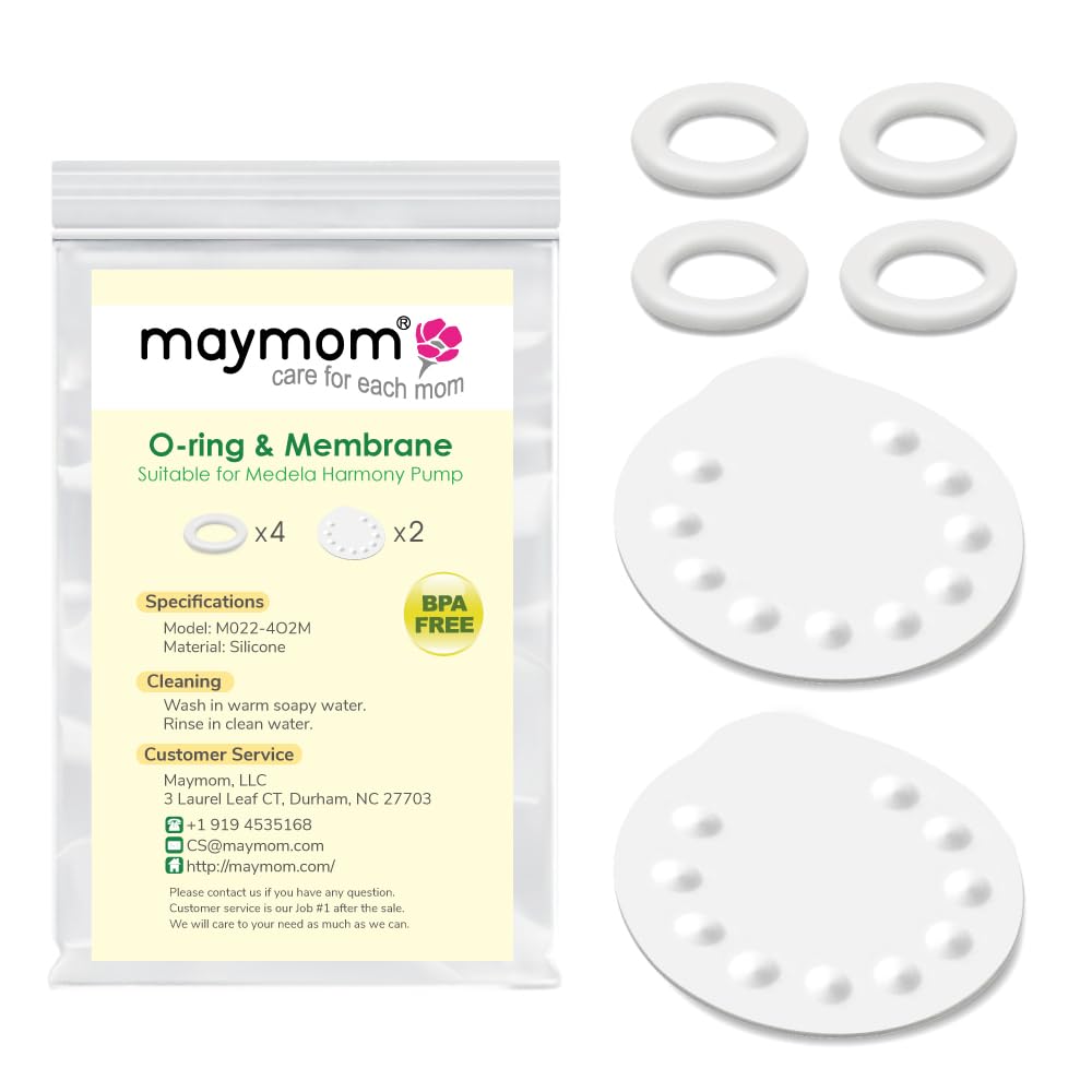 Piezas de repuesto para el extractor manual Medela Harmony; 4 juntas tóricas (O-rings) y 2 membranas, de Maymom.