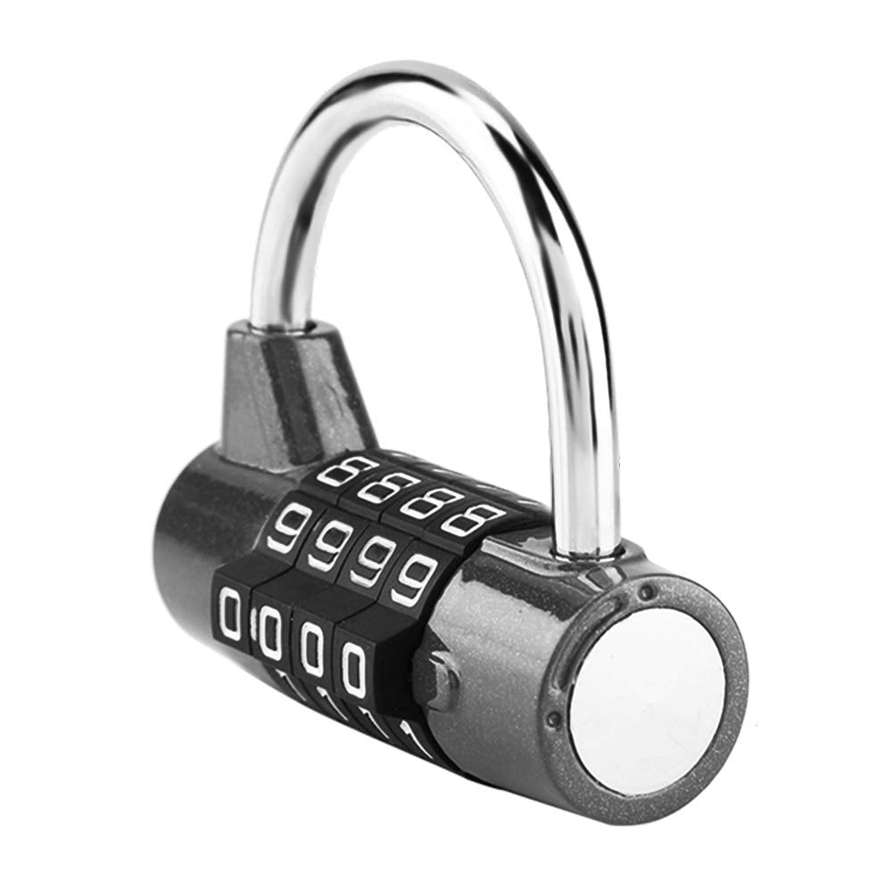 Candado de combinación con 4 números de marcado, gabinete de casa Caja de viaje Gimnasio Locker Código de seguridad Bloqueo(Black)