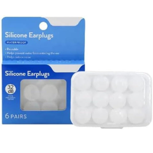Tapones para los Oídos Silicona Blanco Reducción de Ruido Alta Calidad 32 dB Impermeables con Estuche