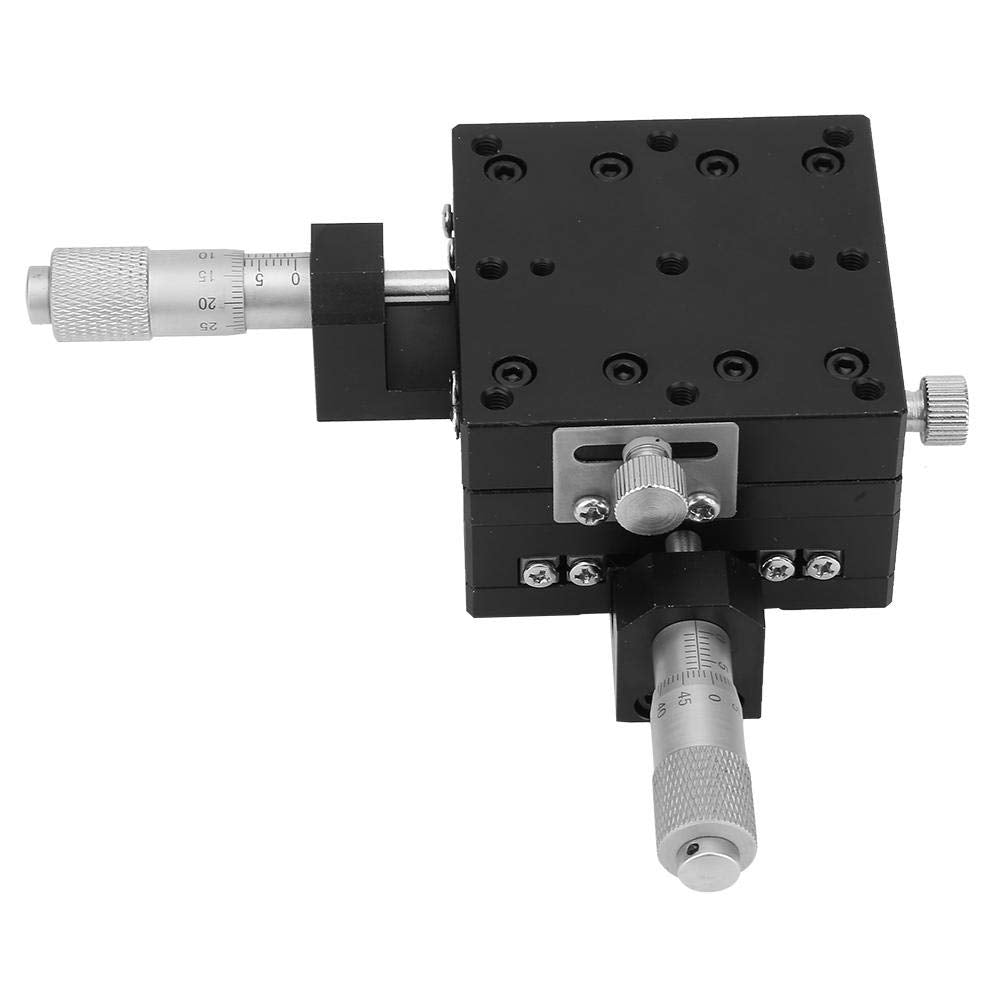 Keenso SEMY60-AC Micrómetro lineal de precisión manual de traducción lineal de desplazamiento de etapa de desplazamiento de rodamiento de recorte de mesa deslizante Rodillo cruzado XY Eje 60 x 60 x 40