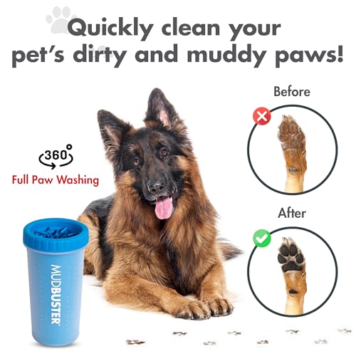 Dexas MudBuster - Limpiador de patas azules portátil grande para perros, suministros y accesorios para mascotas de alta calidad