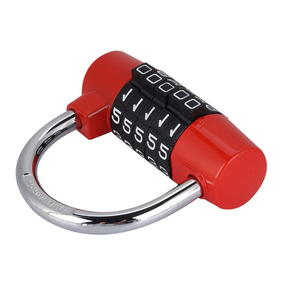 Candado de 5 dígitos, Cerradura de casillero Aleación de zinc, U forma de Cerradura Combinación de Puerta Maleta para gimnasio, Escuela, Hogar, Oficina, Viajes, Gabinete, Bicicleta(roja)