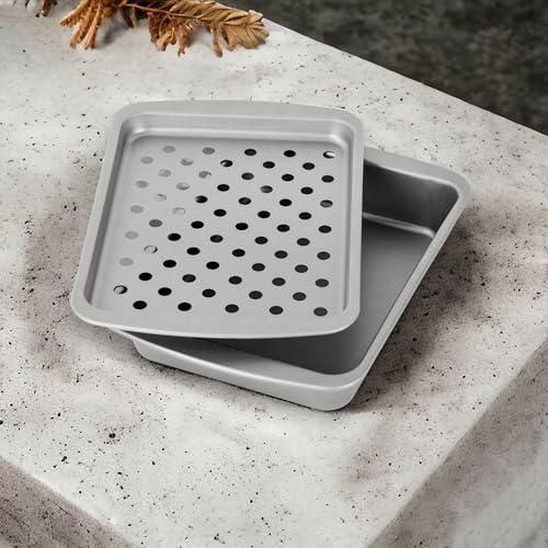 G & S Metal Products Company OvenStuff Juego de tostador antiadherente para horno, asar y asar, 6.5 x 1.8 x 8.5 pulgadas, gris