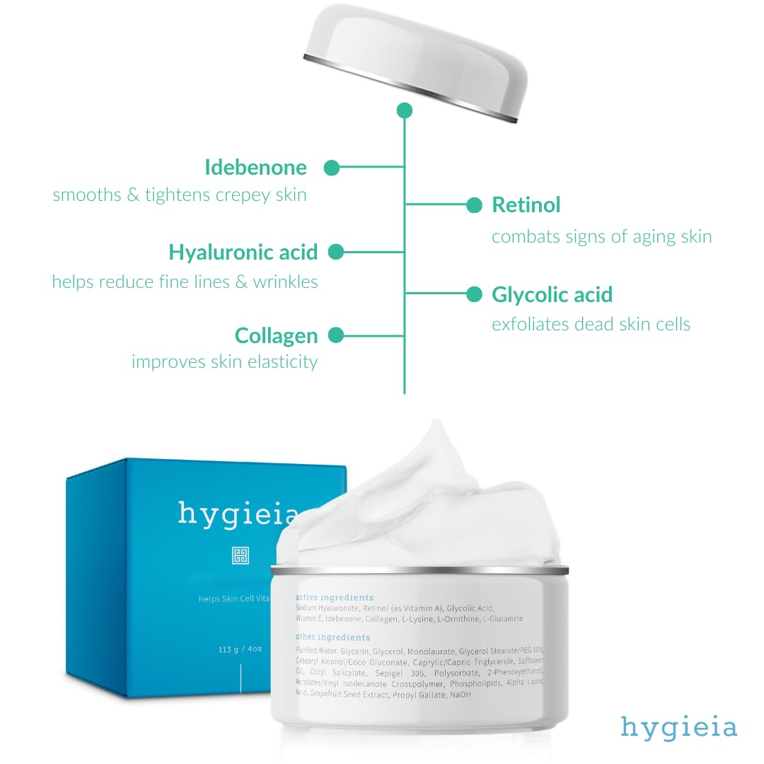 Hygieia +- Crema reparadora de piel Hygieia Crepey: crema liposomal antienvejecimiento para rostro, cuello y cuerpo, de células profundas avanzadas