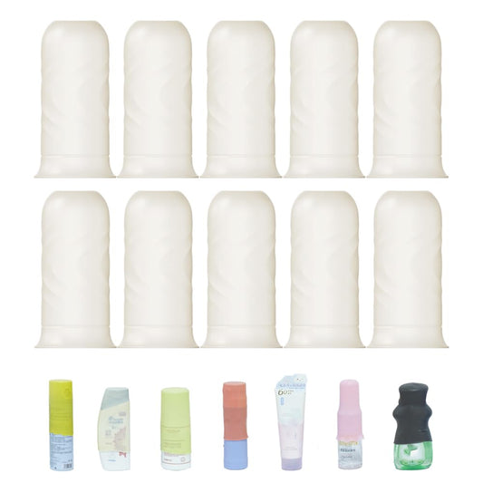 NELSHP - Fundas para botellas de viaje para artículos de tocador, paquete de 8 fundas de silicona para envases, accesorios de viaje para champú loción acondicionador, Blanco transparente, Minimalista