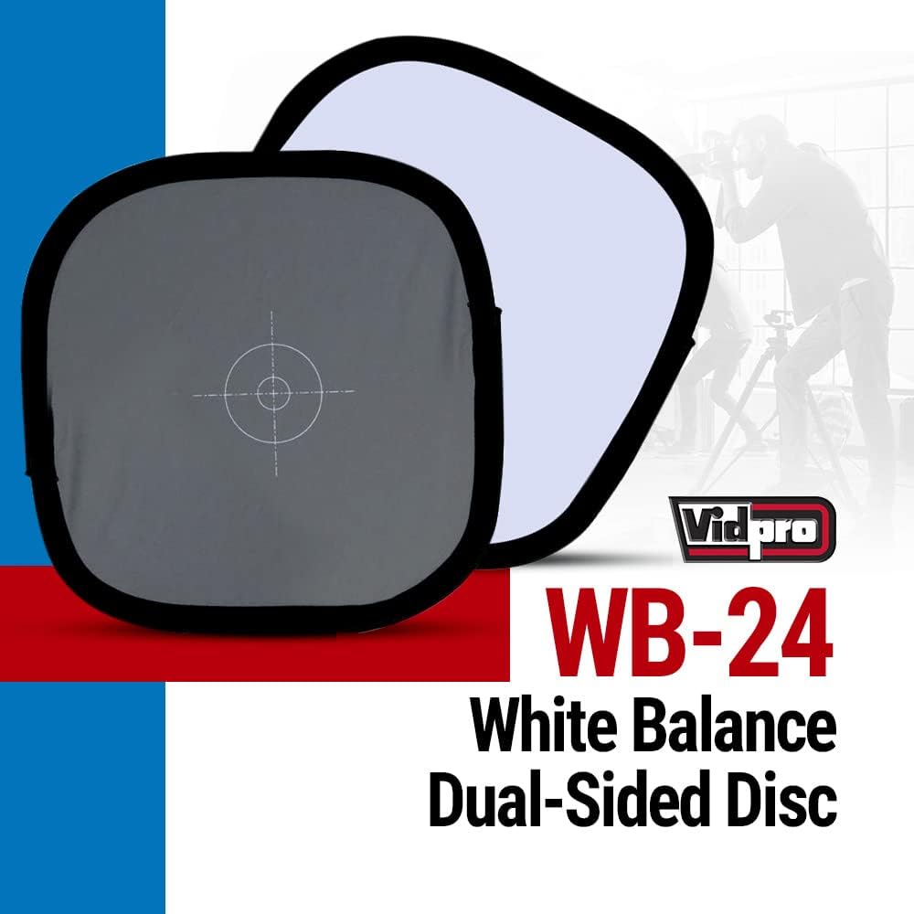 Vidpro WB-24 - Disco de equilibrio blanco de doble cara, 18 % gris frontal y reflector de 60 cm