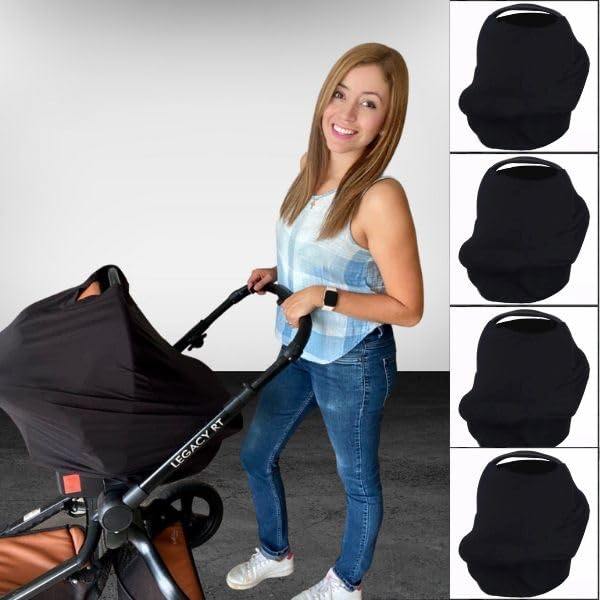 Mae Baby Manta de Lactancia para Amamantar Multiusos 4 en 1 | Transpirable, No se Transparenta, Tela Premium | Color Negro Liso