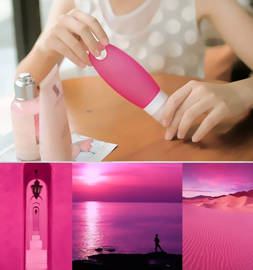SMING Portable Soft Silicone Travel bottles Set TSA Approved Carry On Shampoo Conditioner Bottle Leak Proof Design BPA Free for Cosmetics 3.3 Oz with Shower Lanyard in EVA Bag(4 Pack (multi))