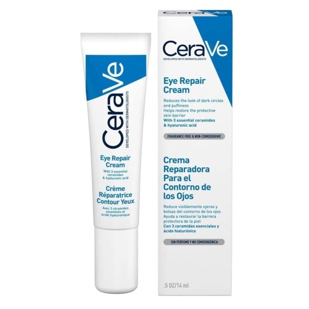 CeraVe Crema Reparadora para el Contorno de Ojos |14gr| Crema hidratante de ojos para bolsas y ojeras + Crema Alisadora AntiRugosidades |170Gr| Crema Exfoliante De Uso Corporal