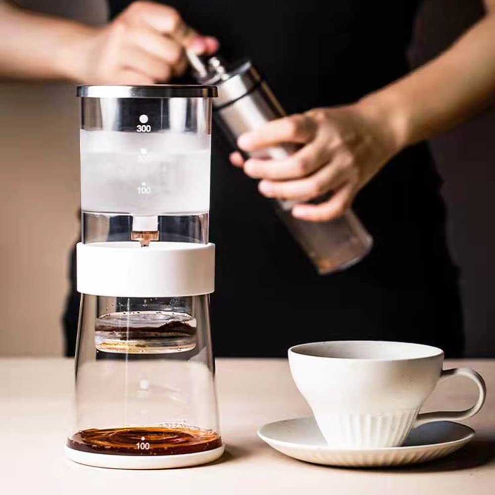 BLARYETI - Cafetera para goteo de hielo, 14 onzas, café frío, gotero suave, lento, frío, gotero, concentrado, con flujo de agua ajustable, filtro de acero inoxidable