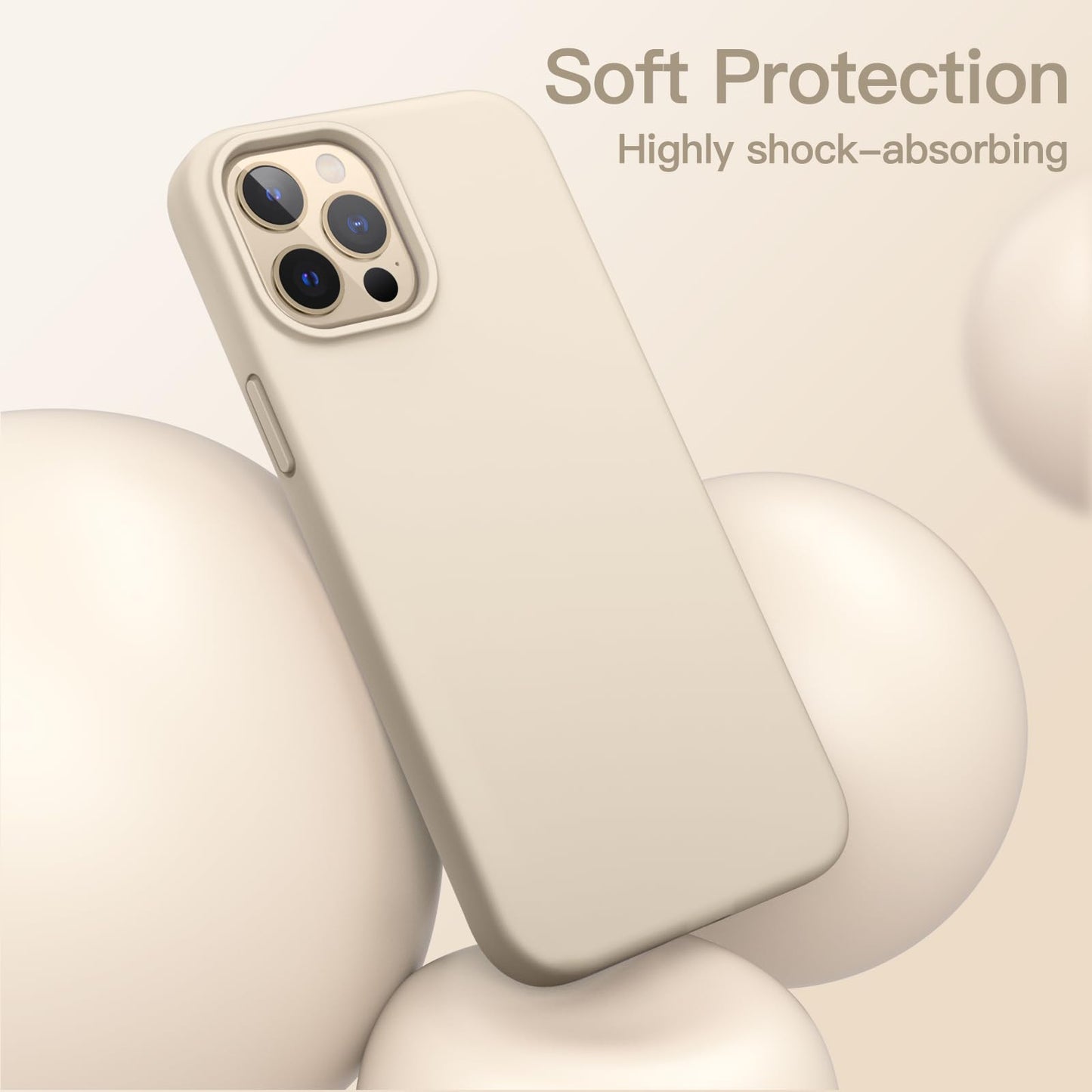 JETech Funda Silicona para iPhone 12 Pro MAX 6.7 Pulgadas, Protectora de Cuerpo Completo con Tacto Suave y Sedoso, Antigolpes Carcasa con Forro de Microfibra (Oro)