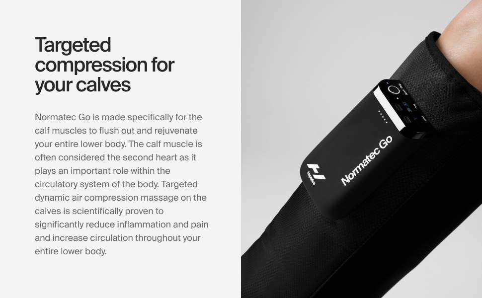 Hyperice Normatec Go Calf - Sistema de recuperación con tecnología patentada de masaje de compresión dinámica