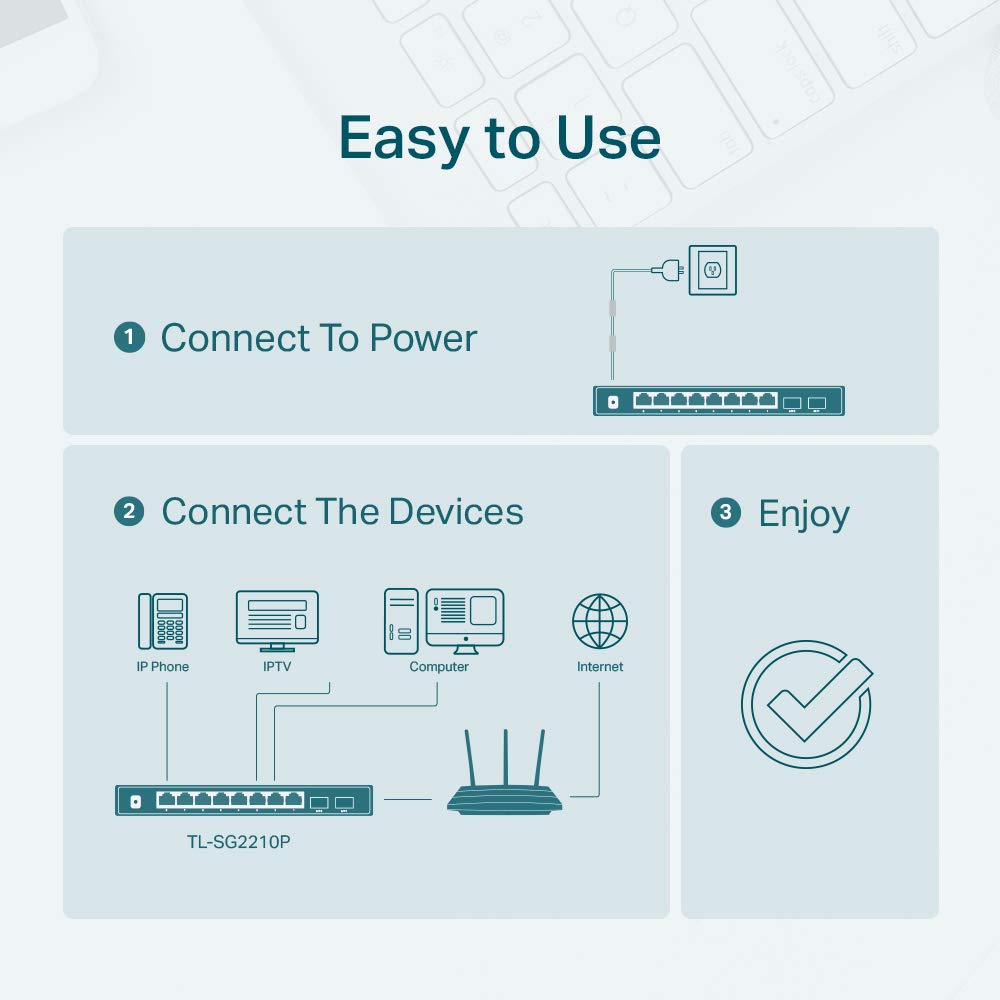 TP-Link TL-SG2210P V3| Jetstream 8 Port Gigabit Smart Managed PoE Switch | 8 PoE+ Ports @61W, 2 SFP Slots | Support Omada SDN | PoE Recovery | IPv6 | Static Routing | 5 Year Manufacturer Warranty