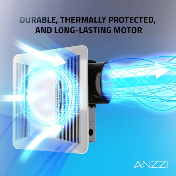 ANZZI - Ventilador de escape de 100 CFM, con luz LED y sensor de humedad, montaje en techo (blanco)