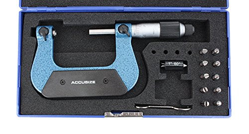 Accusize - 1-2'' x 0.0001'' Screw Thread Micrometer with 5 Anvil in Fitted Box, #S916-C751