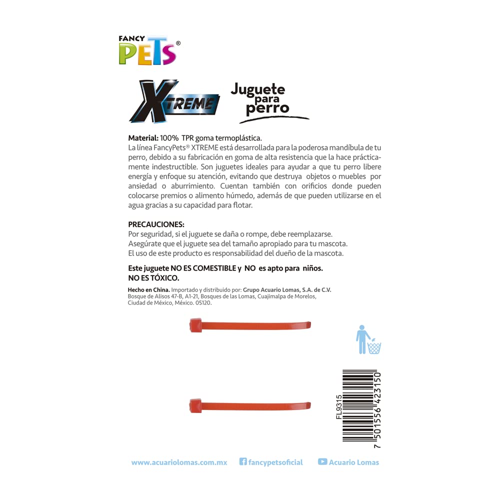 Juguete Hueso Fancy Pets Xtreme Rojo Chico para Perro